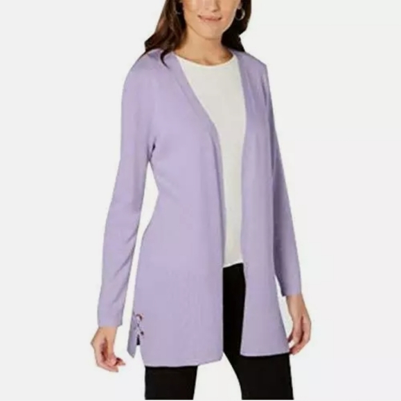 JM Collection Sweaters - JM Collection
Petite Open-Front Lace-Up Cardigan